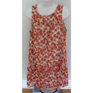 H&M Divided Floral short Dress or long Tunic ruffle bottom lined sleeveless S-M